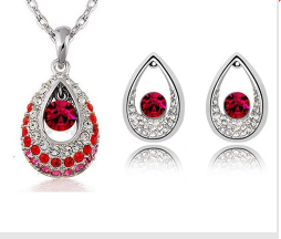 Conjunto Colar e Brinco Banhado à ouro Cristal Austríaco