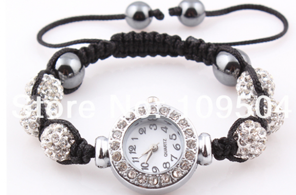 Conjunto Shamballa Bracelete Relogio, Brinco, Colar